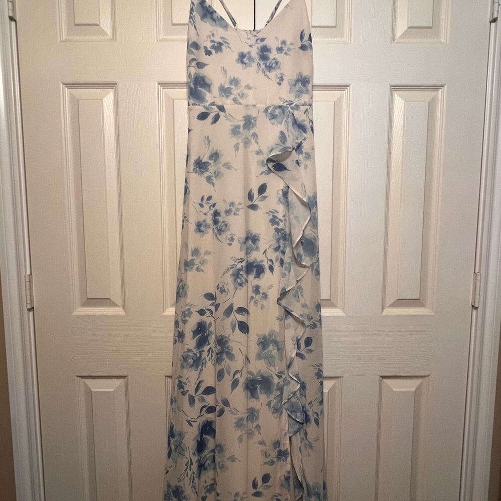 Birdy Grey Floral Blue and White Bridesmaid Dress